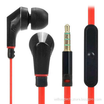 Colorful flat cable earphone with volume control for mobile phone